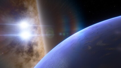 Planets and galaxy, science fiction wallpaper. Beauty of deep space. Billions of galaxy in the universe Cosmic art background 3d render
