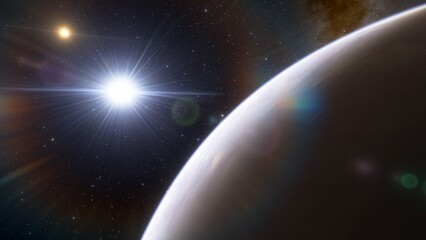 Planets and galaxy, science fiction wallpaper. Beauty of deep space. Billions of galaxy in the universe Cosmic art background 3d render
