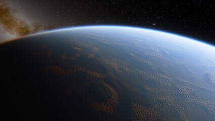 Planets and galaxy, science fiction wallpaper. Beauty of deep space. Billions of galaxy in the universe Cosmic art background 3d render
