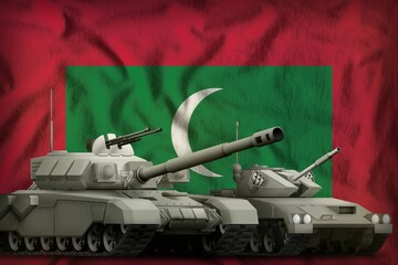 Wall Mural - Maldives tank forces concept on the national flag background. 3d Illustration