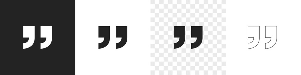 Set of quote mark, quotes icon, sign, symbol, emblem. Ditto marks icon set. Quotation marks. Dialogue discussion symbol for UI UX, website, mobile app.