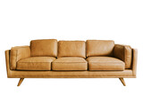 Fototapeta  - Beautiful leather sofa living bed isolated on a white background. Isolated bed furniture.