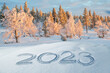 © Delphotostock - 2023 written in the snow, winter landscape greeting card