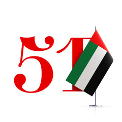 Wall Mural - Fifty one UAE national day, Spirit of the union. Banner with UAE state flag. Illustration of 51 years National day of the United Arab Emirates. Card in honor of the 51 anniversary 2 December 1971-2022