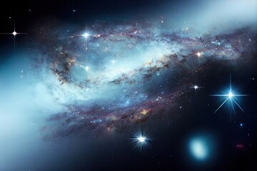 Wall Mural - Milky way galaxy with star and noise blue background,Abstract milky way galaxy with stars for background