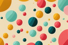  A Colorful Background With Circles And Dots On A Beige Background With A White Background And A Red Border With A Blue Border. Generative AI