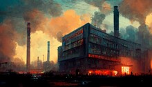 Industrial Factory Making Smog Pollution Design Illustration