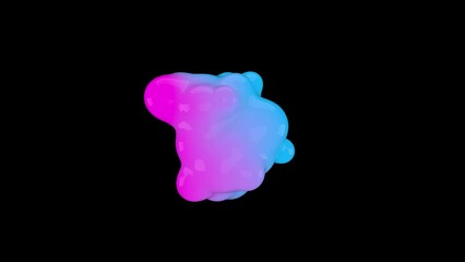 Wall Mural - 3D animation of Abstract smooth liquid shape. 4k seamless loop 3D animation. Smooth animation of bubbles, metaball with inner glow. alpha matte isolated on black background.