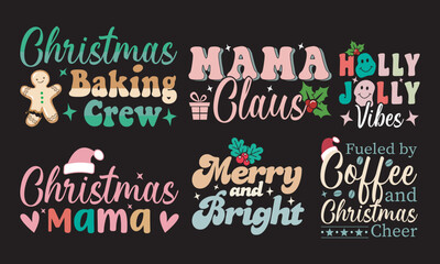 Wall Mural - Best Retro Christmas T-shirt designs Bundle- Christmas quote. Christmas design Concept. Christmas vector. EPS, SVG Files for Cutting, bag, cups, card, EPS 10
