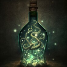 Fantasy Bottle Potion With Tentacles Inside