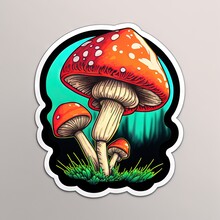 Trippy Mushrooms - Cute Print Out Sticker
