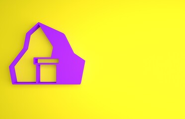 Purple Gold mine icon isolated on yellow background. Minimalism concept. 3D render illustration