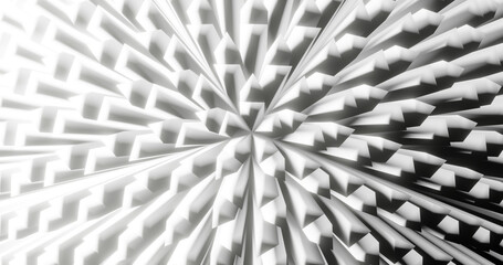 Render with black and white triangles diverging to the side