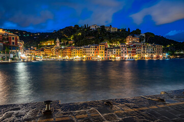 Poster - Townscape of Portofino by night