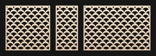 Laser Cut Panel. Vector Template, Abstract Geometric Pattern In Art Deco Style. Elegant Grid, Mesh, Peacock Ornament. Decorative Stencil For Laser Cutting Of Wood, Metal. Aspect Ratio 1:1, 1:2, 3:2