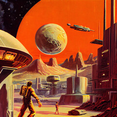 Wall Mural - 1970s pulp science fiction book cover art!