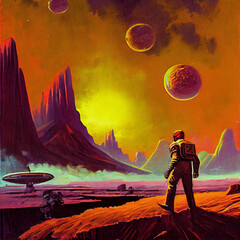 Wall Mural - 1970s pulp science fiction book cover art!