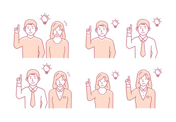 Poster - Vector illustration set of a young man and woman  having good idea ( inspiration, innovation )