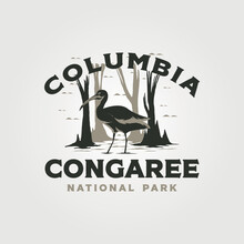 Congaree Vintage Logo Vector Illustration Design, Us National Park Print Design