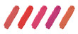 © New Africa - Smears of different beautiful lipsticks on white background, top view. Banner design