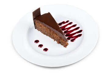 Sticker - Chocolate cake with chocolate creame isolated on white