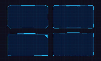 Hud frames futuristic text box border frame scifi digital screen hologram panel vector