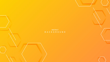 Wall Mural - yellow abstract background with hexagon shape and thin lines