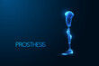 © Inna - Leg prosthesis in futuristic glowing low polygonal style isolated on dark blue background