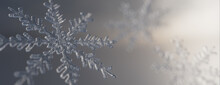 Snowflake Christmas Background. Beautiful, Icy Seasonal Banner With Copy-space.