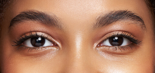 beautiful female eyes with long eyelashes. eyelash extensions. makeup, cosmetics, beauty. close up, 