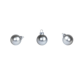 Wall Mural - set of three silver christmas ornaments isolated on white background