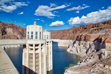 Hoover Dam Power Towers And Reservoir