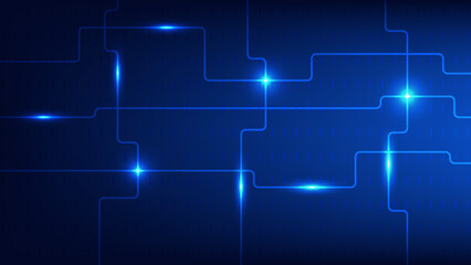 Hi tech digital technology and futuristic communication background concept. electric connecting lines as network with blue lighting