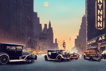 Vintage Streets Of New York With Vintage Cars 1920