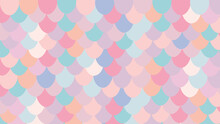 Pastel Delicate Pastel Colors: Pink, Purple, Blue And Yellow Mermaid Scales Pattern Wallpaper, Vector Illustration 
