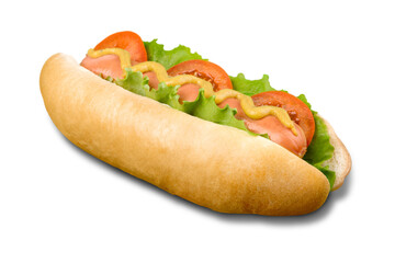 Sticker - Fresh hot dog isolated on white