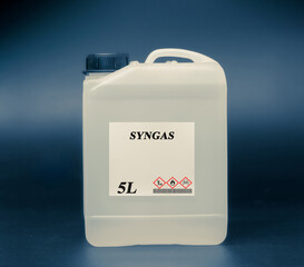 Sticker - Biofuel in chemical lab in plastic canister Syngas