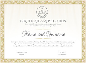 Certificate template. Diploma of modern design or gift certificate.