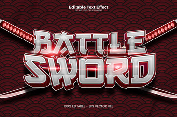 Wall Mural - battle sword Editable text effect in modern trend style