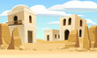 Arab clay hut. Middle Eastern adobe dwelling. Africa and Asia traditional house. Vector.