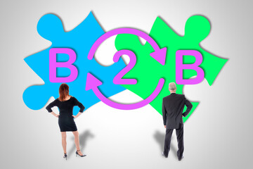 Wall Mural - B2b concept watched by business people