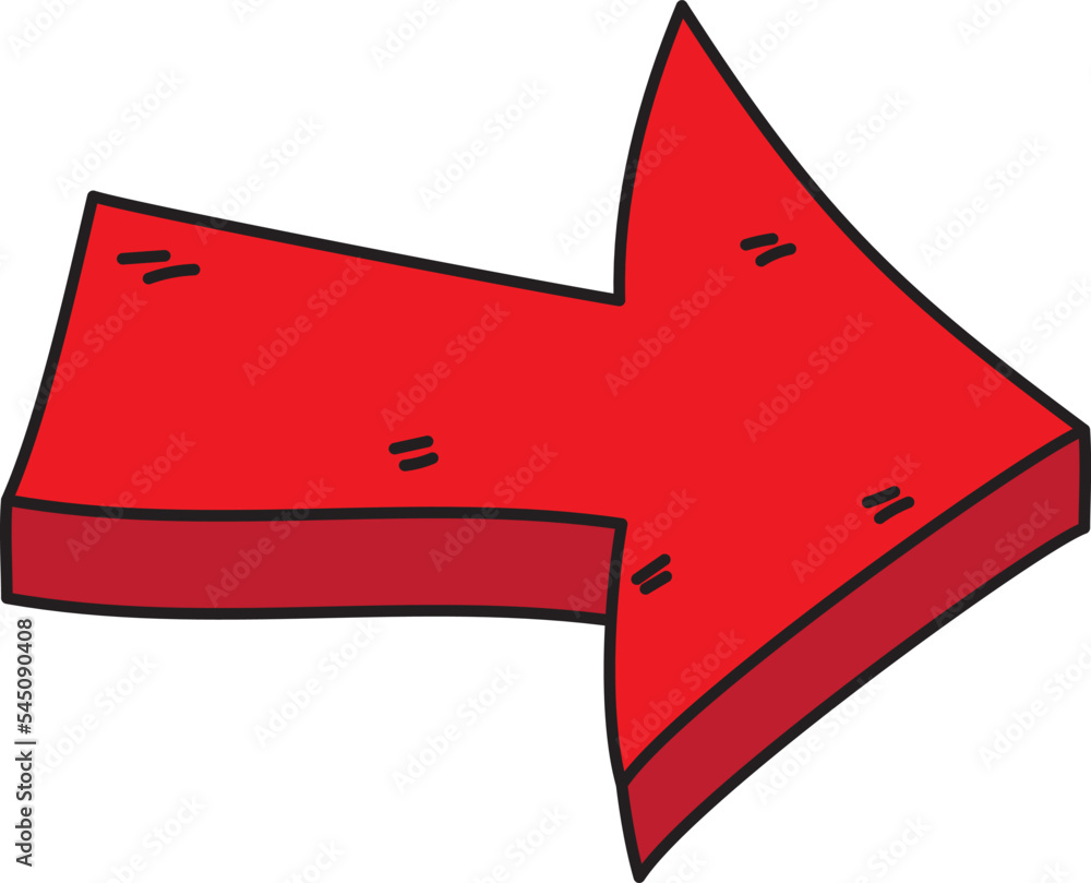 Arrow showing the way. Direction. Route.
Cartoon illustration.