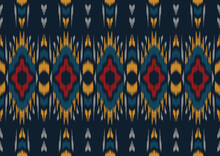 Ikat Ethnic Vector Abstract Beautiful Art. Ikat Seamless Pattern In Tribal, Folk Embroidery, Mexican Style. Aztec Geometric Art Ornament Print. Design For Carpet, Wallpaper, Clothing