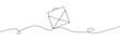 Envelope one line drawing.Continuous line drawing of paper envelope. Open envelope continuous line.New message or letter sent by email.