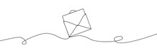 Envelope One Line Drawing.Continuous Line Drawing Of Paper Envelope. Open Envelope Continuous Line.New Message Or Letter Sent By Email.