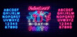© Anastasia Gapeeva - Valentines Day party neon signboard. February season celebration. Night club event. Vector stock illustration
