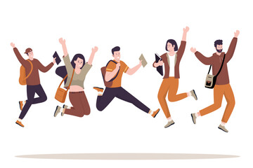 Wall Mural - Modern collection of happy college students. Illustrations for websites, landing pages, mobile apps, posters and banners. Trendy flat vector illustration