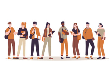 Wall Mural - College students vector set. Illustrations for websites, landing pages, mobile apps, posters and banners. Trendy flat vector illustration