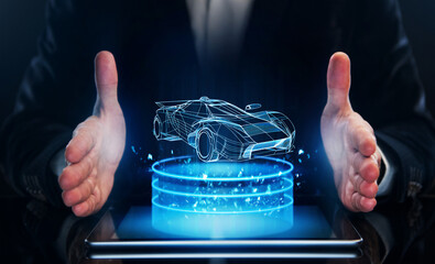 ?oncept development design and sales in the automotive industry. engineer demonstrates the concept o