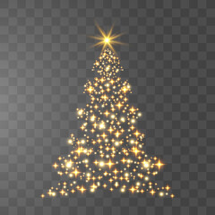 shiny christmas tree. glittering lights in the form of a christmas tree with bright shining and glow